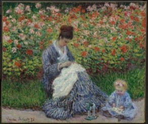 "Camille Monet e uma criança no Jardim do Artista em Argenteuil"(1875)